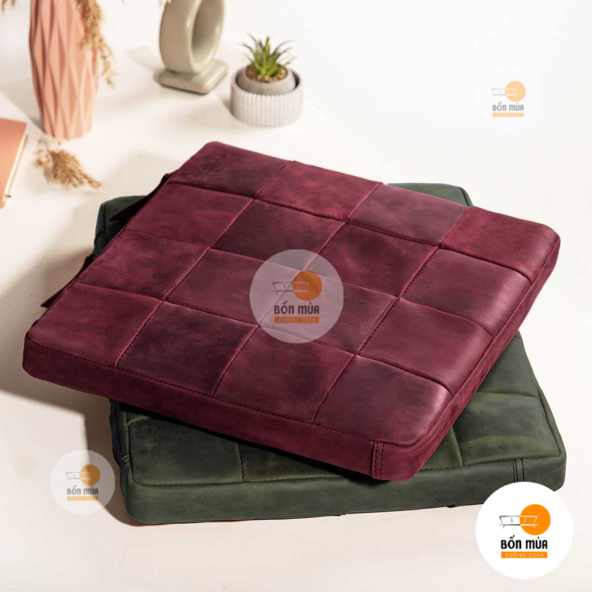 Nệm ngồi bệt da vuông cao cấp - NNBV08 1 Nệm ngồi bệt da vuông cao cấp - NNBV08