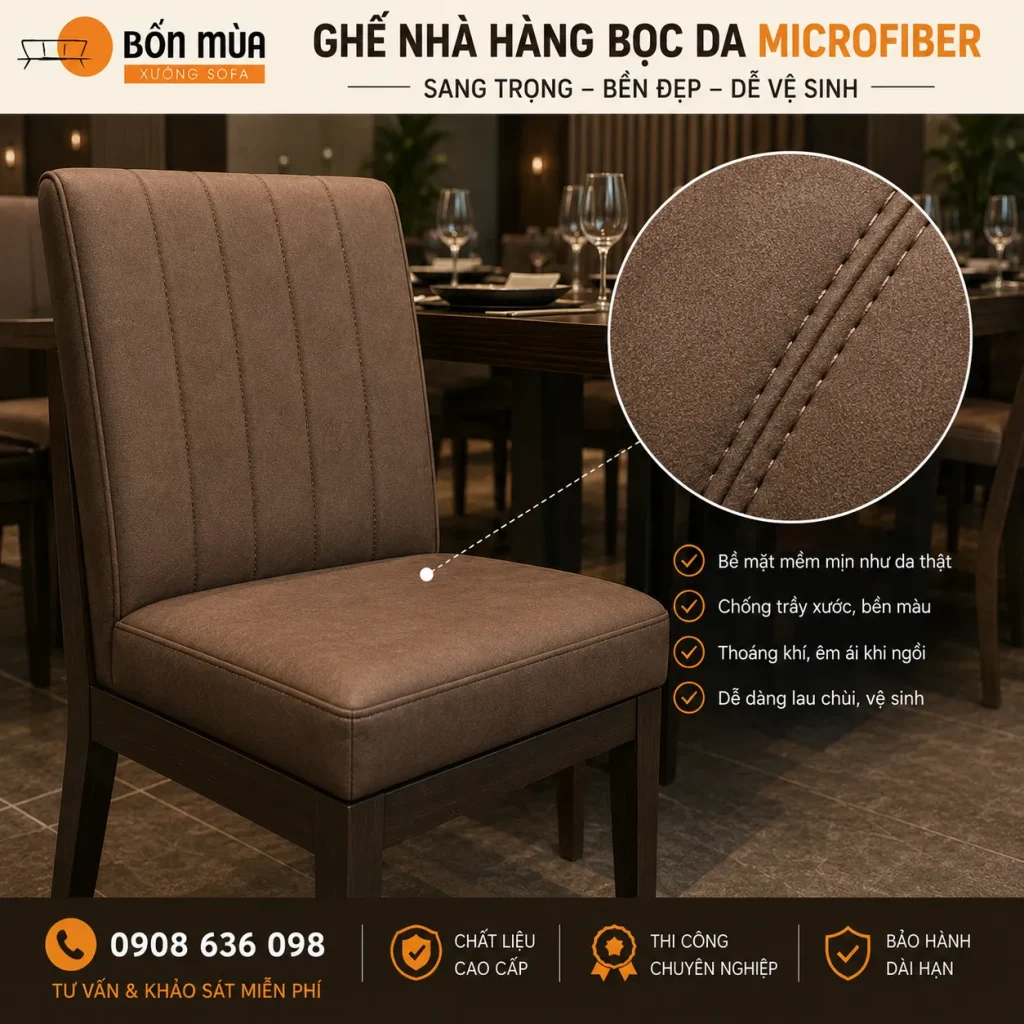 Da Microfiber mang lại vẻ đẹp gần giống da thật, độ bền cao và hạn chế bong tróc.