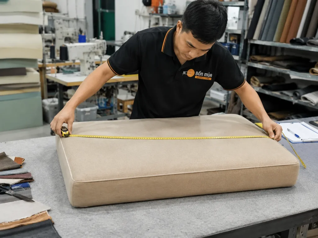 May Vỏ Bọc Nệm 19 Đo kích thước nệm chính xác trước khi may vỏ bọc