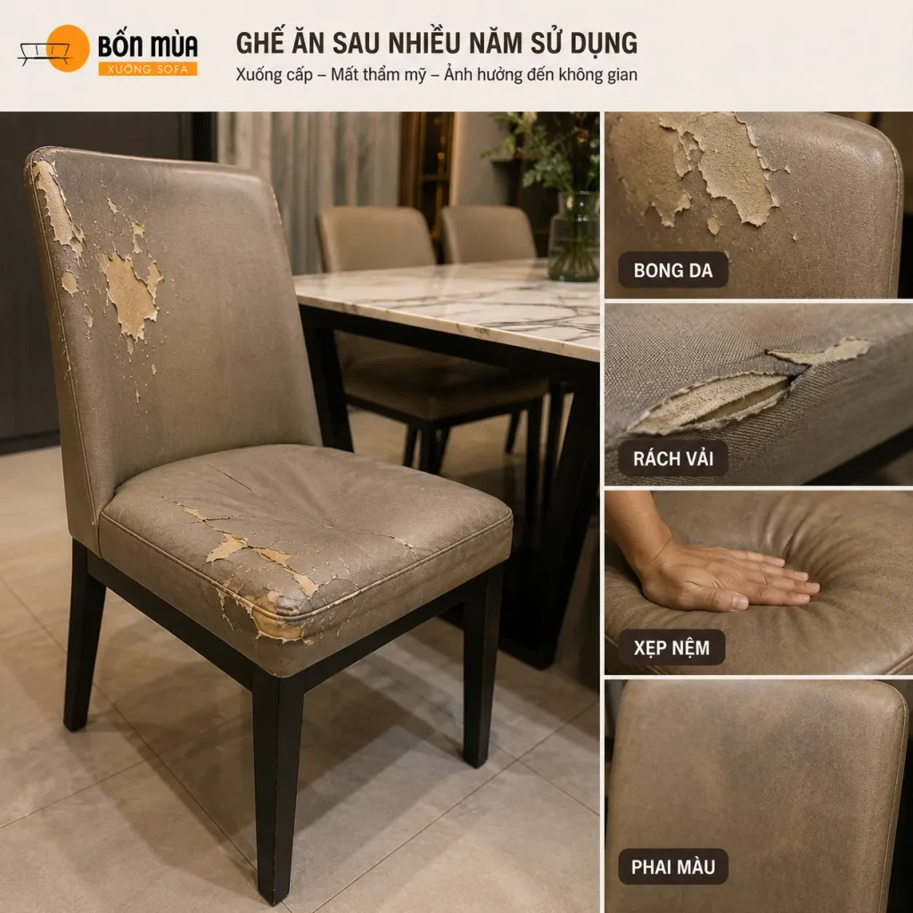 Bọc Lại Ghế Ăn 16 Những dấu hiệu cho thấy ghế ăn cần được bọc lại để đảm bảo thẩm mỹ và độ bền.