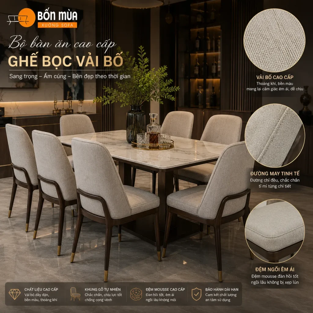 Bọc Lại Ghế Ăn 21 Vải bố mang phong cách hiện đại