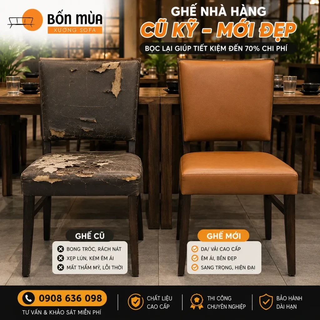 Những dấu hiệu cho thấy nên bọc lại ghế nhà hàng