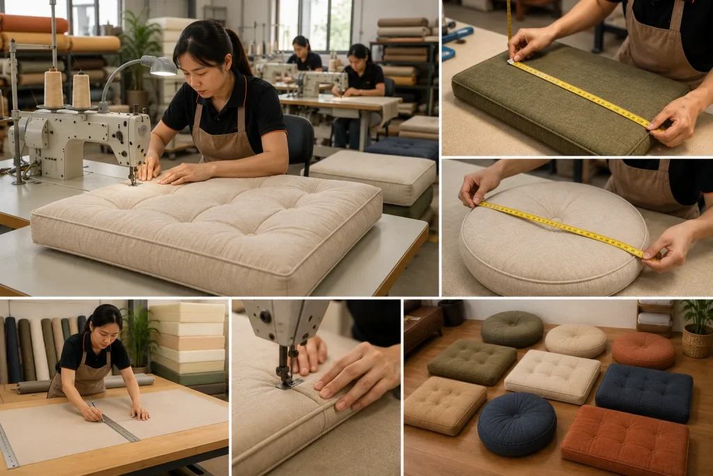 Gia công đệm theo số đo thực tế giúp sản phẩm vừa khít và đạt tính thẩm mỹ cao.