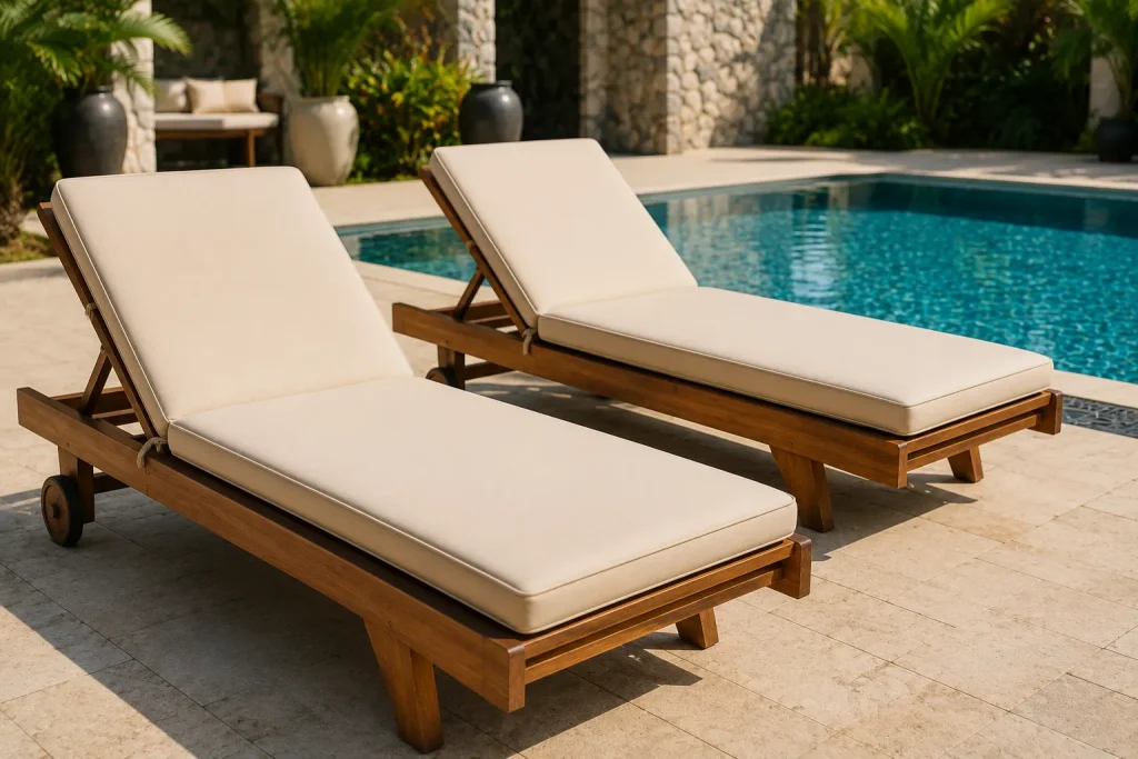 Làm đệm ghế hồ bơi giúp khôi phục vẻ đẹp ban đầu, tăng sự êm ái và tiết kiệm chi phí hơn nhiều so với việc thay mới toàn bộ ghế.