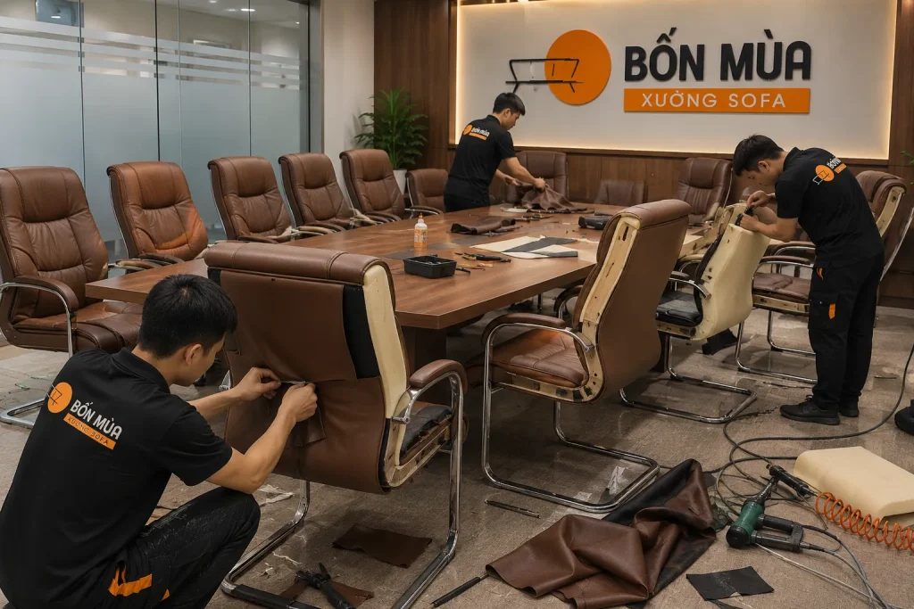 Đồng bộ ghế phòng họp sau khi bọc mới