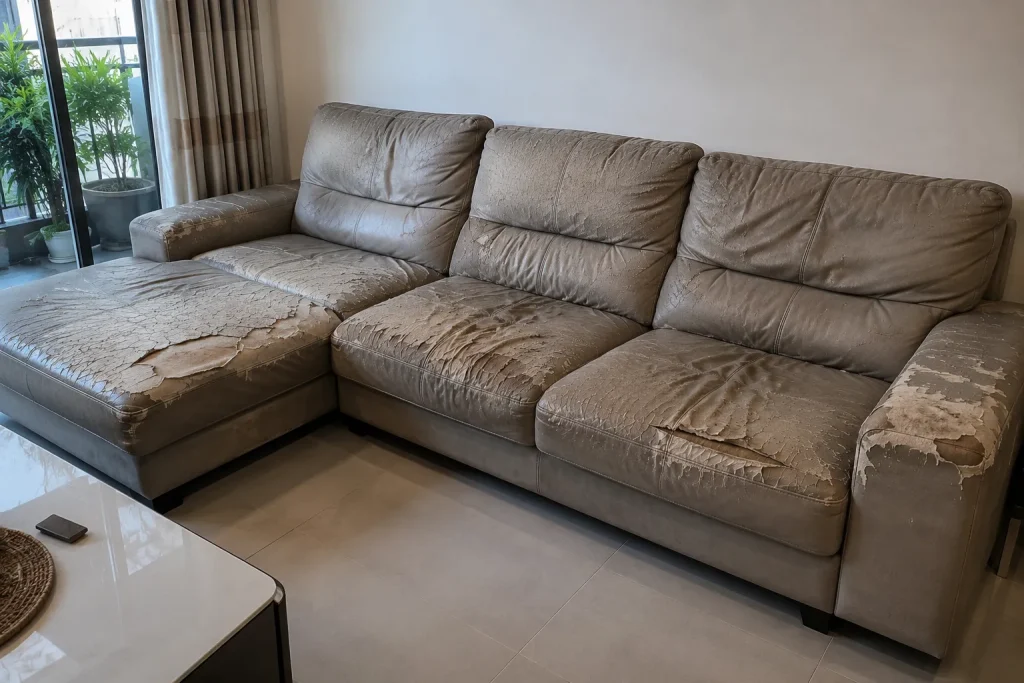 Bọc Ghế Sofa Vải 18 Sofa cũ bị rách, bạc màu và xuống cấp là thời điểm nên bọc lại.