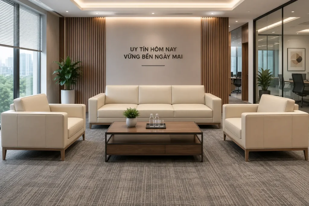 Bọc Ghế Sofa Vải 30 Sofa văn phòng bền đẹp, dễ vệ sinh và chuyên nghiệp.