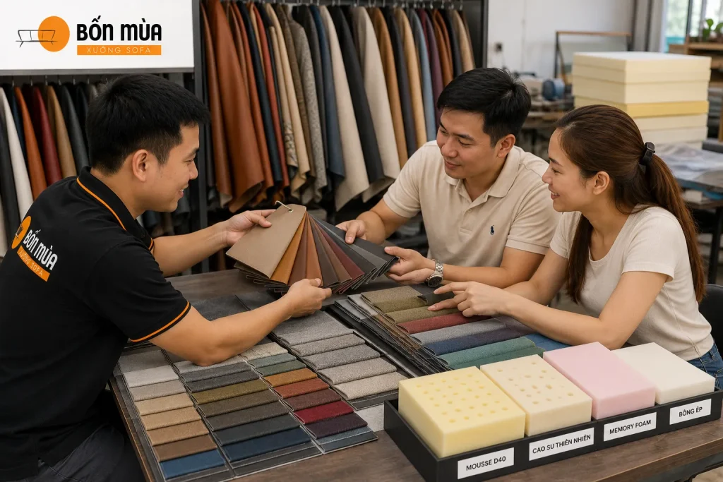 Làm đệm ghế ăn 19 Tư vấn lựa chọn vật liệu phù hợp khi làm đệm ghế ăn.