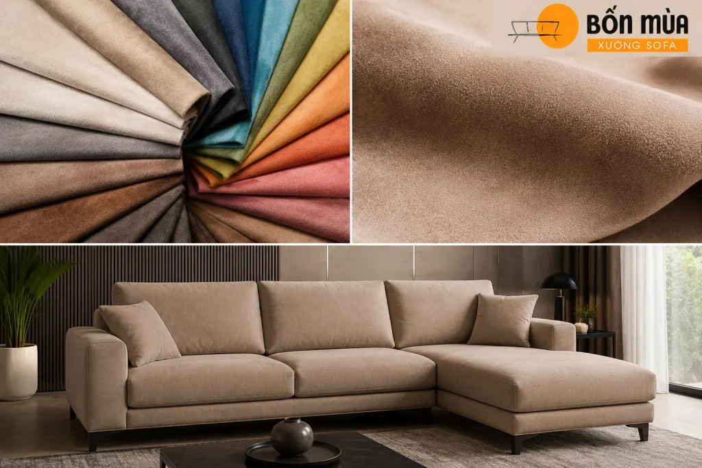 Những mẫu chất liệu Sofa được ưu chuộng hiện nay 23 Vải Microfiber có bề mặt mềm, dày và dễ ứng dụng cho sofa gia đình