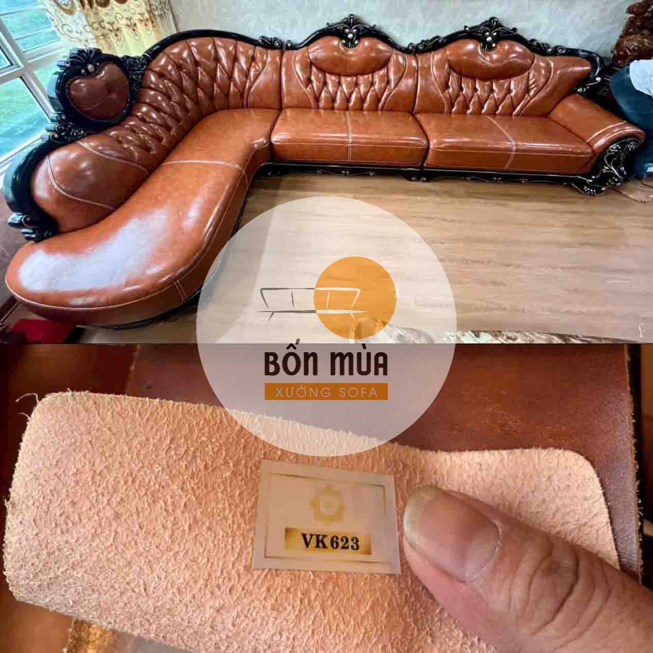 Bọc Lại Sofa Da Cao Cấp Cho Bác Mỹ Phường An Khánh 3 Sau khi được tư vấn thì bác Mỹ đã chọn màu da bò số VK623.