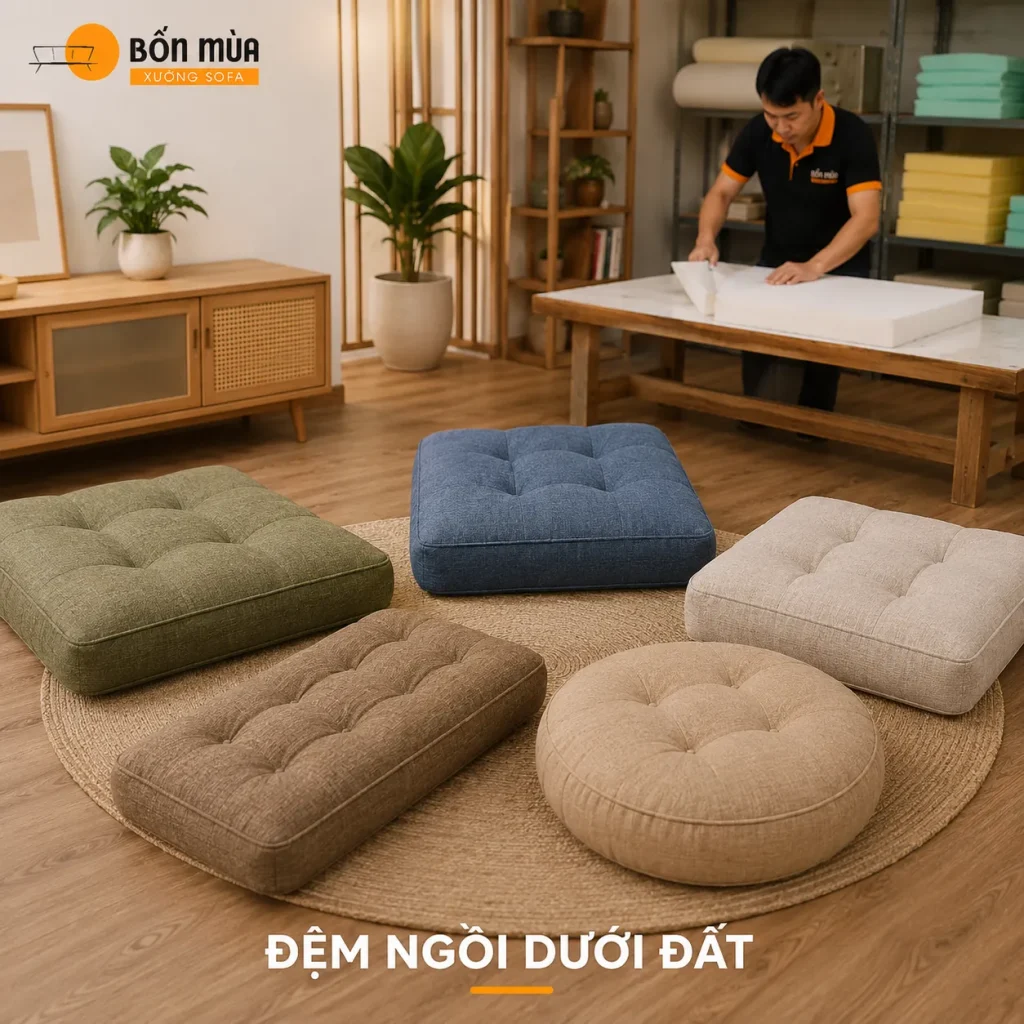 Đệm Ngồi Dưới Đất – Mẫu Đẹp, Êm Ái, May Theo Yêu Cầu 1 dem ngoi bet duoi dat
