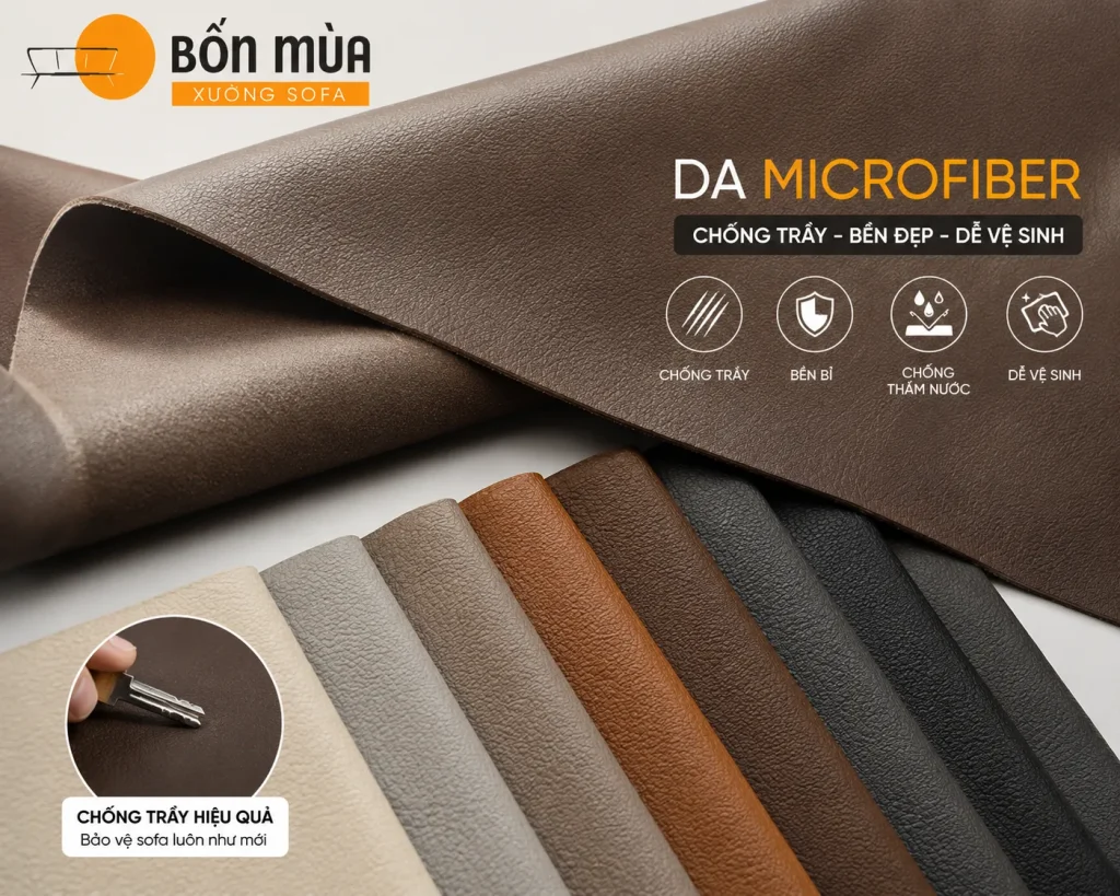 Bọc ghế sofa da 15 Da Microfiber cao cấp với khả năng chống mài mòn tốt