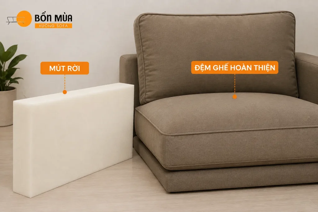 Mua Mút Làm Đệm Ghế Ở Đâu? Kinh Nghiệm Chọn Mút Bền, Êm 4 Có thể mua mút rời hoặc đặt làm đệm ghế hoàn thiện theo nhu cầu