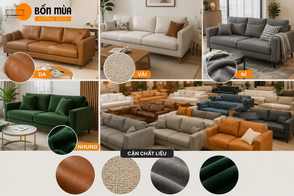 Đa dạng chất liệu và kiểu dáng sofa nhận sửa chữa
