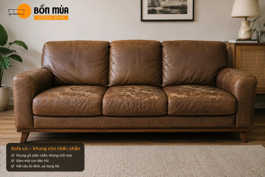 Sofa bị bong tróc da sau thời gian dài sử dụng