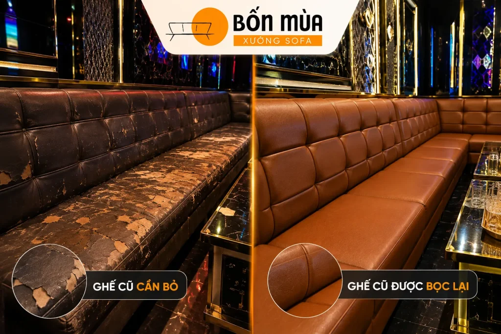 Bọc Ghế Karaoke Tại Xưởng – Thay Da, Thay Mút, Sửa Ghế 7 Bọc lại ghế giúp tận dụng khung ghế còn chắc chắn