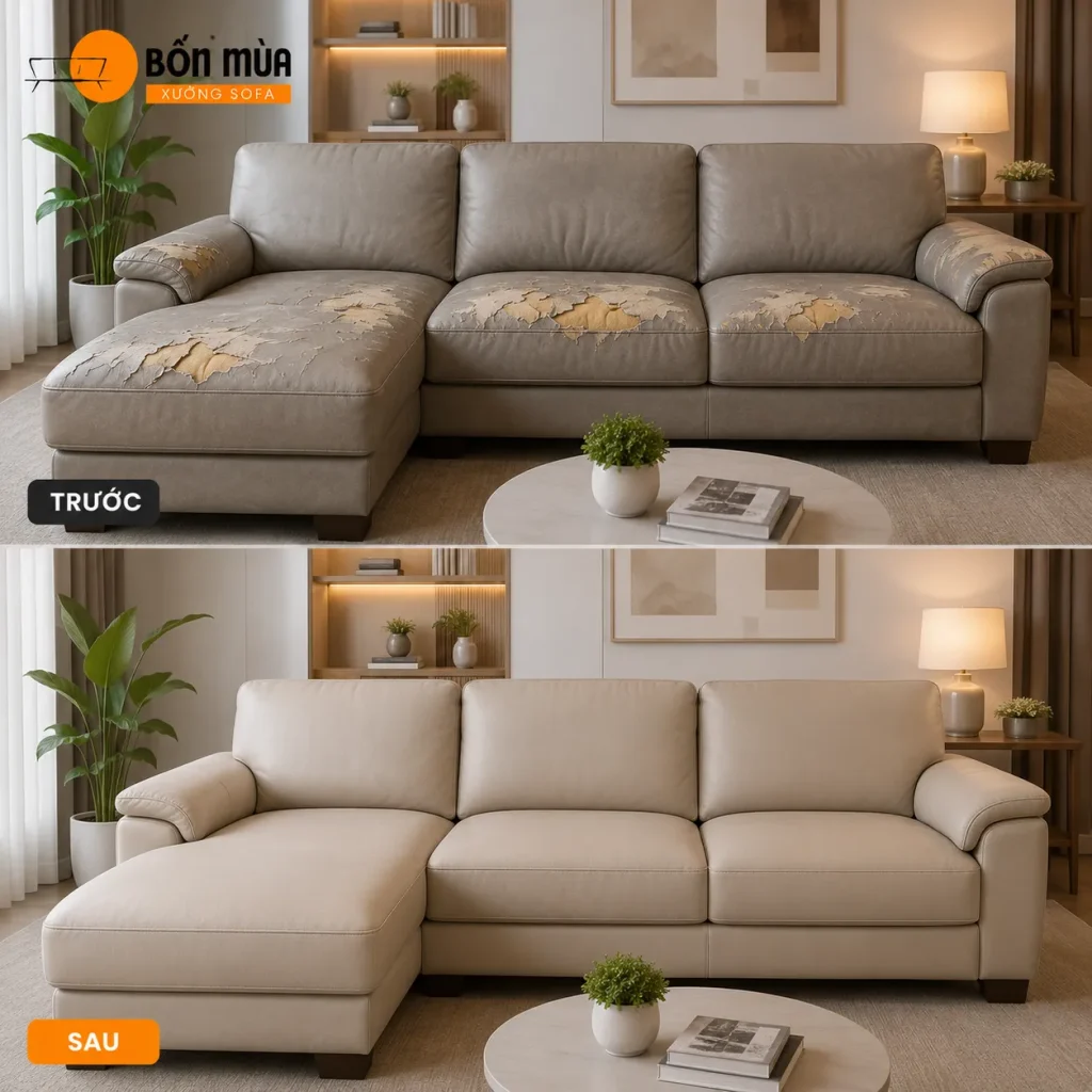 Bọc lại sofa bị bong tróc giúp làm mới diện mạo bộ ghế