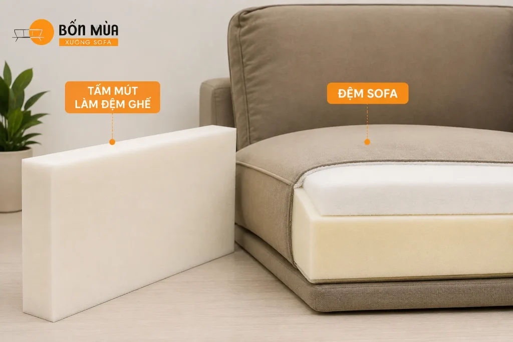 Mua Mút Làm Đệm Ghế Ở Đâu? Kinh Nghiệm Chọn Mút Bền, Êm 2 Mút làm đệm ghế được lựa chọn theo độ dày và độ đàn hồi phù hợp