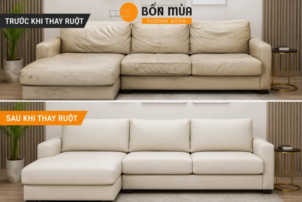 Thay ruột sofa là giải pháp tiết kiệm giúp phục hồi bộ ghế mà không cần mua mới toàn bộ