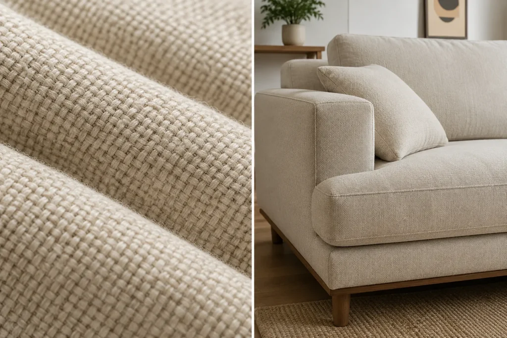 Những mẫu chất liệu Sofa được ưu chuộng hiện nay 21 Vải bố tạo điểm nhấn tự nhiên cho những mẫu sofa hiện đại