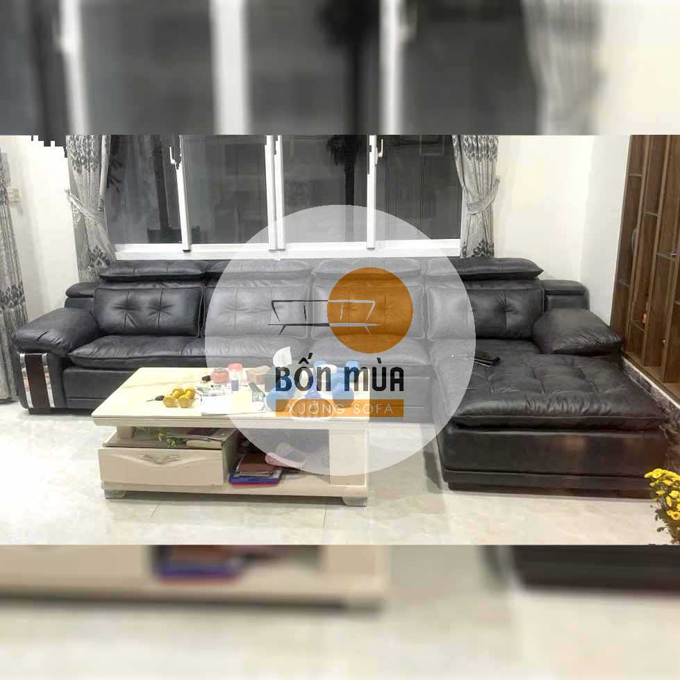 Bọc Lại Sofa Chữ L Cho Chị Hồng ở Phường Linh Xuân 4 Bộ sofa đen chữ L mang đến vẻ đẹp sang trọng và chắc chắn.