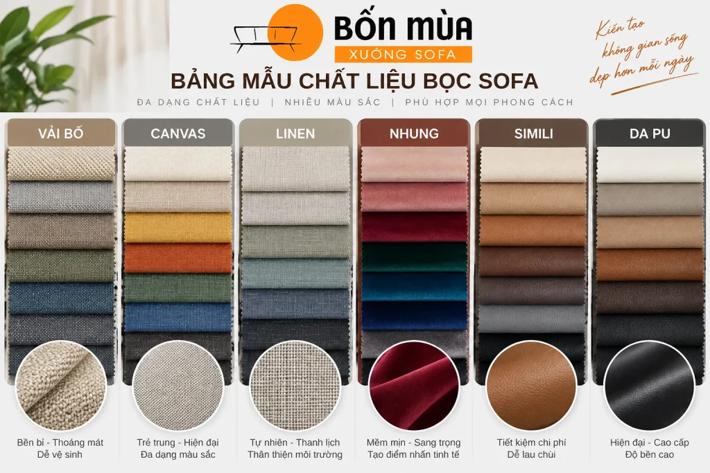 Các chất liệu vỏ nệm lót ghế gỗ phổ biến hiện nay