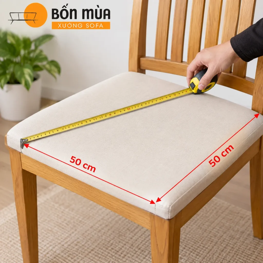 Đo mặt ngồi thực tế giúp lựa chọn nệm lót ghế gỗ vừa vặn