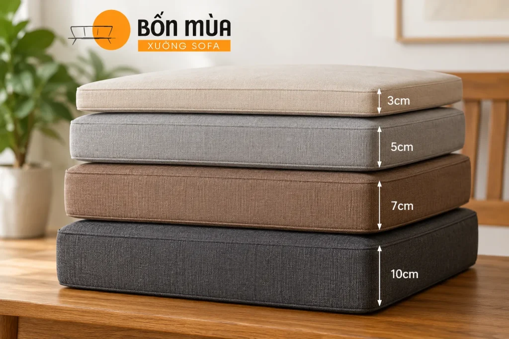 Các độ dày nệm phổ biến dành cho Sofa gỗ