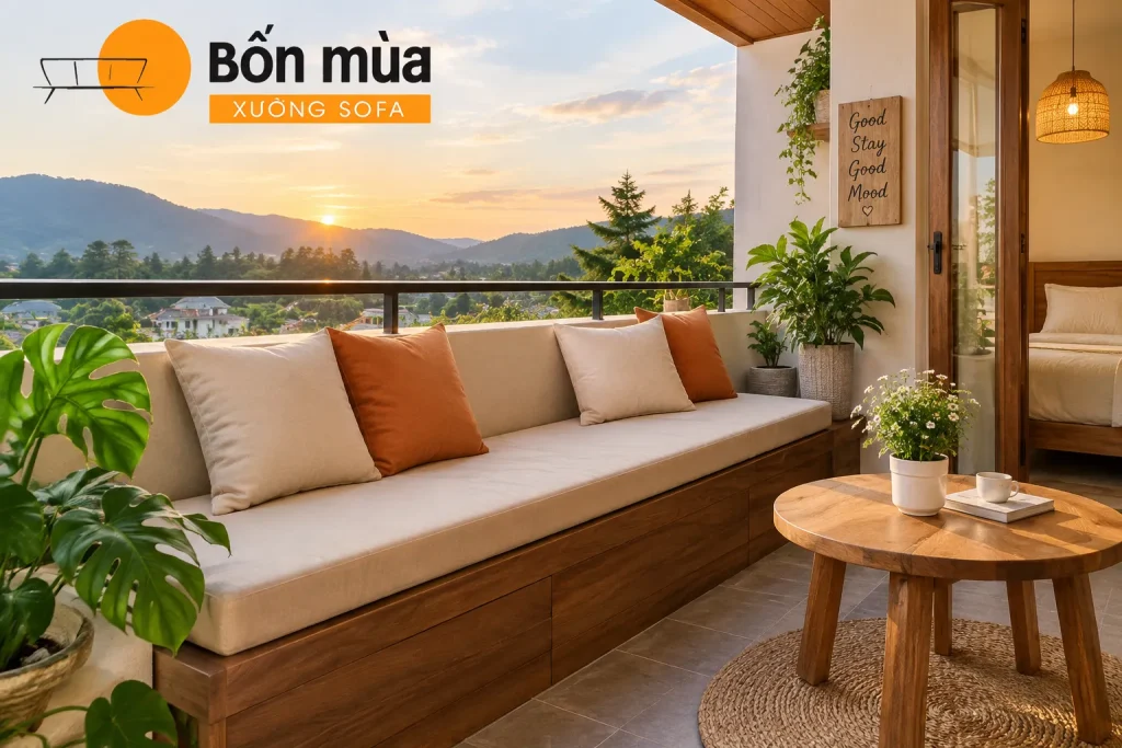 Đệm Ghế Homestay: Các Mẫu Nệm Đẹp, Êm Ái, May Theo Kích Thước 9 Đệm ghế băng dài homestay may đo vừa vặn theo chiều dài ghế
