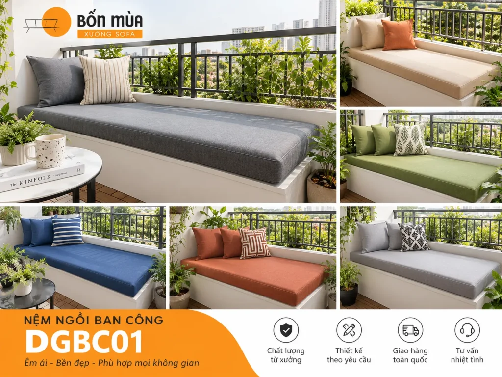 Nệm ngồi ban công phù hợp cho gia đình, homestay, resort và quán cafe
