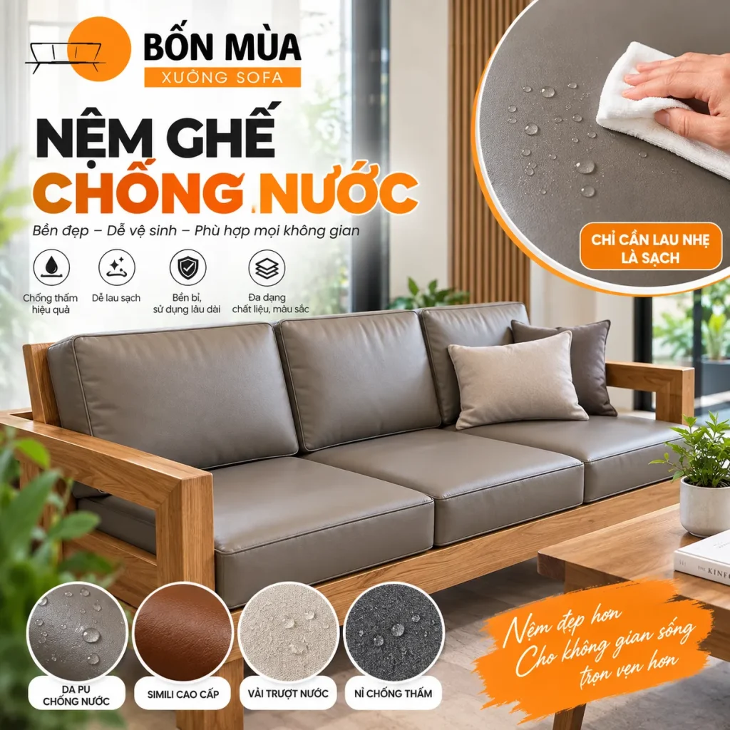 Nệm Ghế Chống Nước Là Gì? Ưu Điểm Và Cách Chọn 1 nem ghe chong nuoc bon mua
