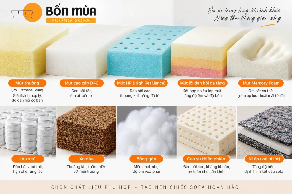 Lựa chọn ruột nệm phù hợp quyết định độ êm và khả năng giữ form