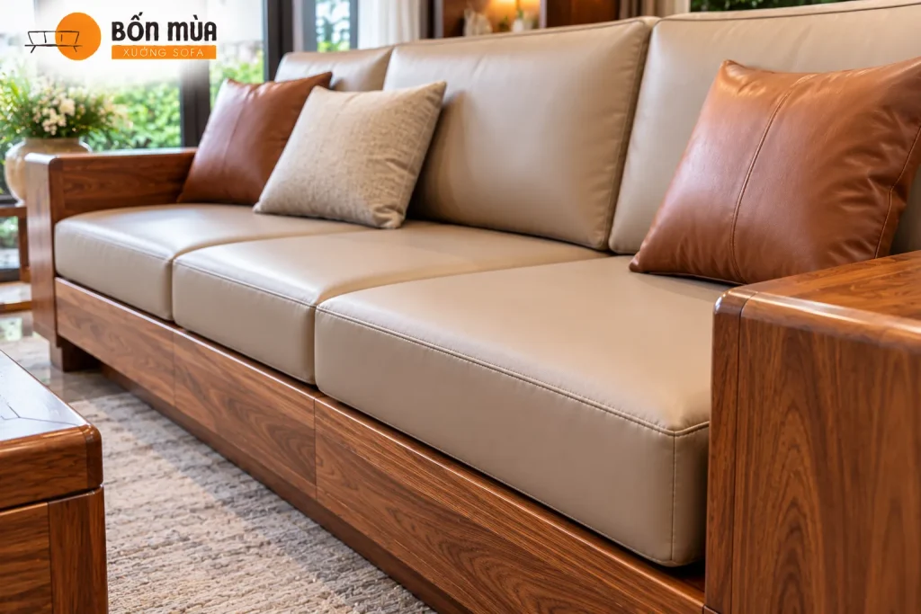 Sofa Gỗ Phòng Khách Lớn Đẹp, Cao Cấp Cho Không Gian Rộng 11 Nệm sofa gỗ may theo kích thước thực tế