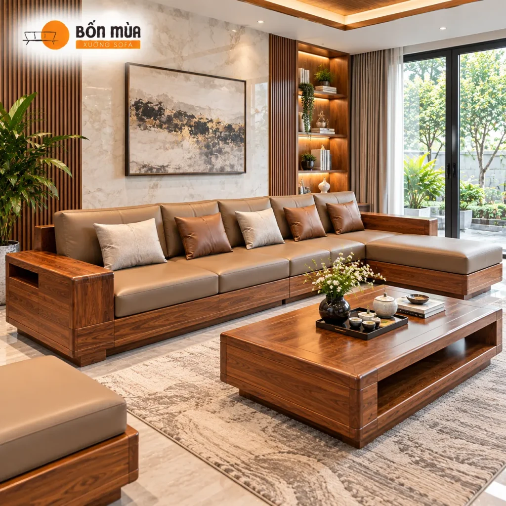 Sofa Gỗ Phòng Khách Lớn Đẹp, Cao Cấp Cho Không Gian Rộng 1 sofa go phong khach lon