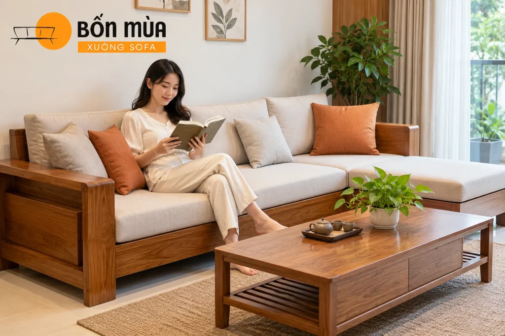 Nệm ngồi giúp Sofa gỗ mềm mại, tiện nghi và hài hòa hơn