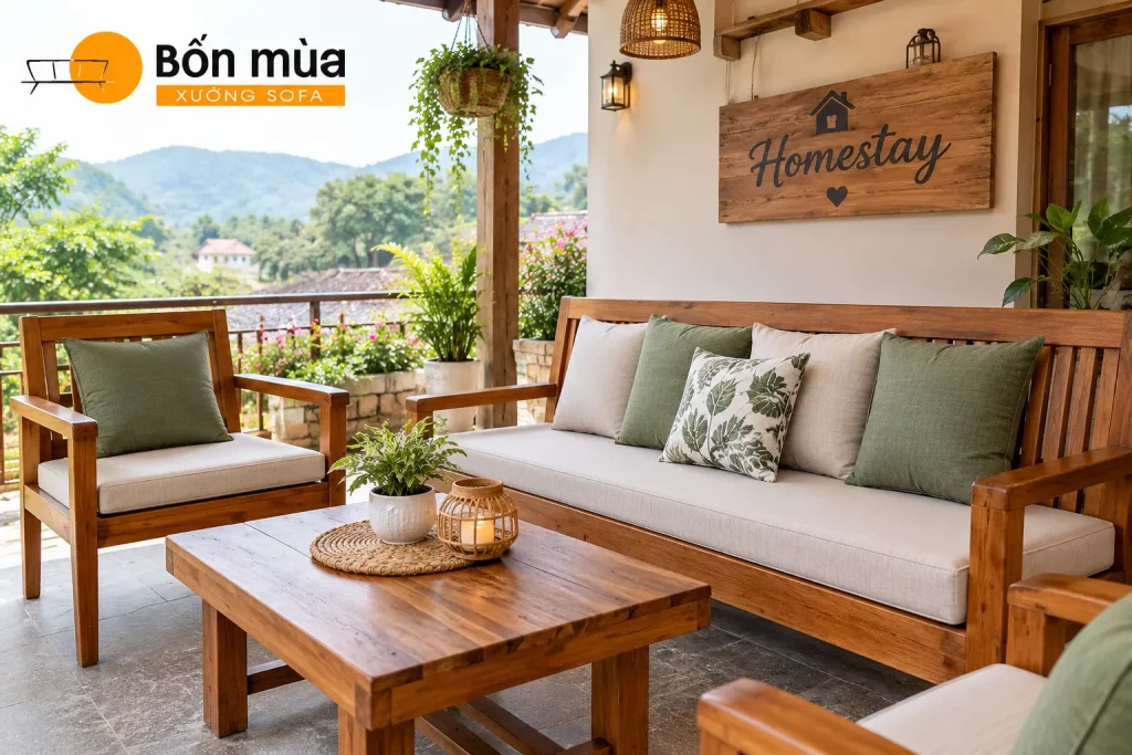 Đệm Ghế Homestay: Các Mẫu Nệm Đẹp, Êm Ái, May Theo Kích Thước 5 Đệm ghế gỗ homestay may theo kích thước mặt ghế